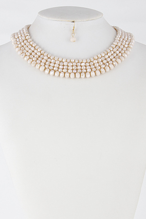 Multi Layered Bead Necklace Set 6FAB10